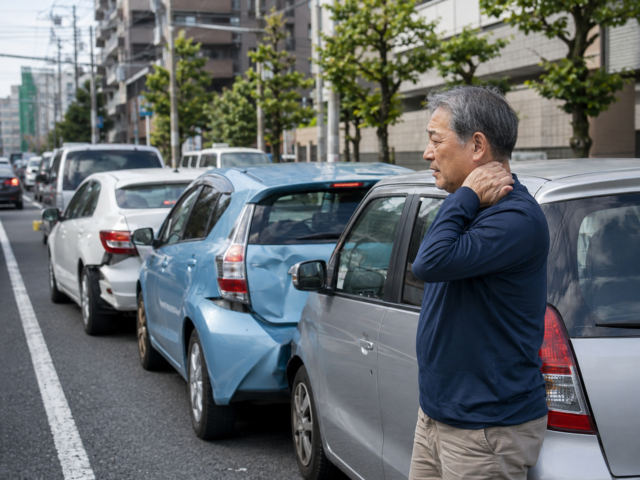 【症例紹介】川崎市中原区|渋滞中の追突事故後のむちうち、右肩の痛み、腰の痛みが約2ヶ月で改善した60代男性の施術記録